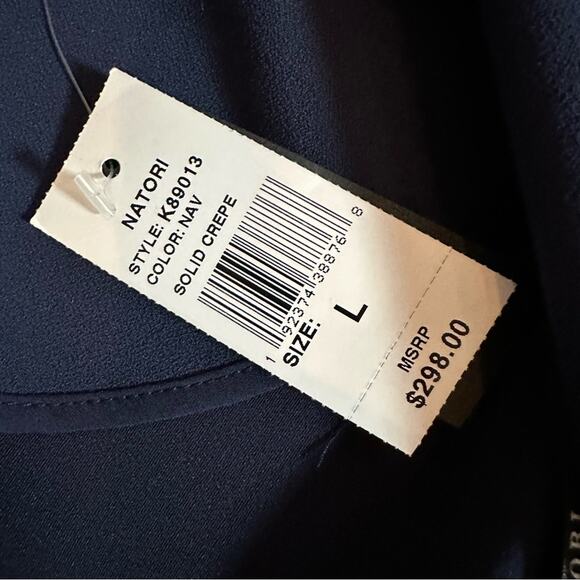 Natori Solid Blue Crepe Kimono Blazer Open Front Topper NWT Oversized LARGE - Picture 12 of 14